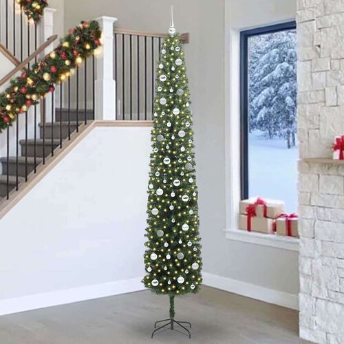 vidaXL Umestno božično drevo Zelena 270 cm PVC in Jeklo in Plastika Cene
