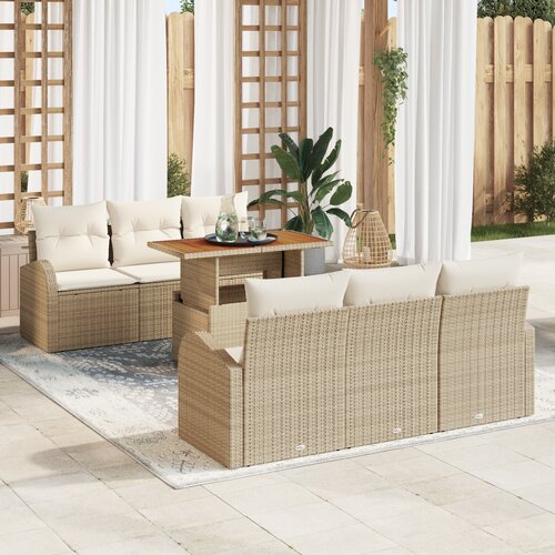vidaXL 7-dijelni set vrtnih sofa s jastučićima Bež poly ratan Cijene