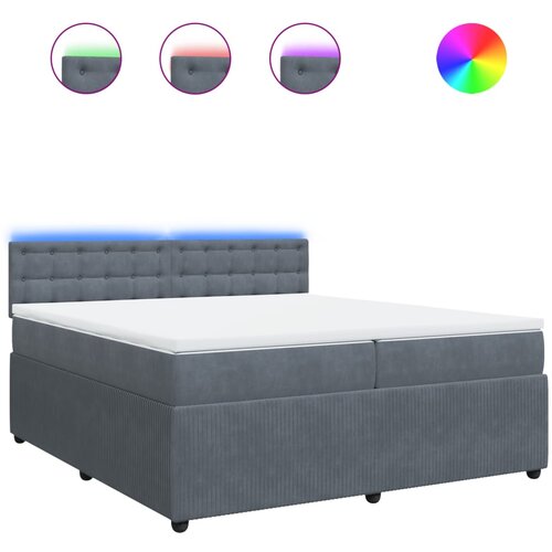 vidaXL Box spring postelja z vzmetnico temno siva 200x200 cm žamet, (21306081) Cene