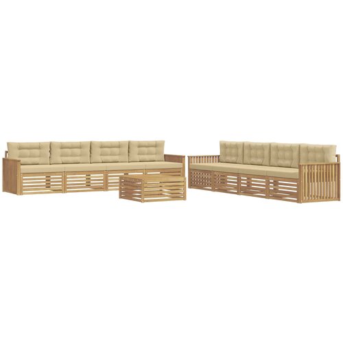  Set vanjskih sofa 9 kom. Bijela i bež Poliester Slike