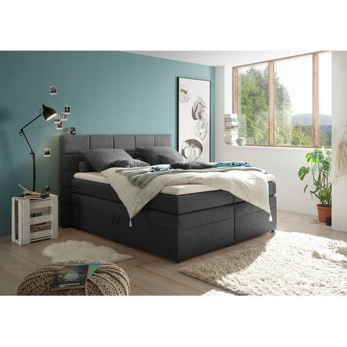 MID.YOU POSTELJA BOXSPRING 180 cm x 200 cm , umazano rjava Cene