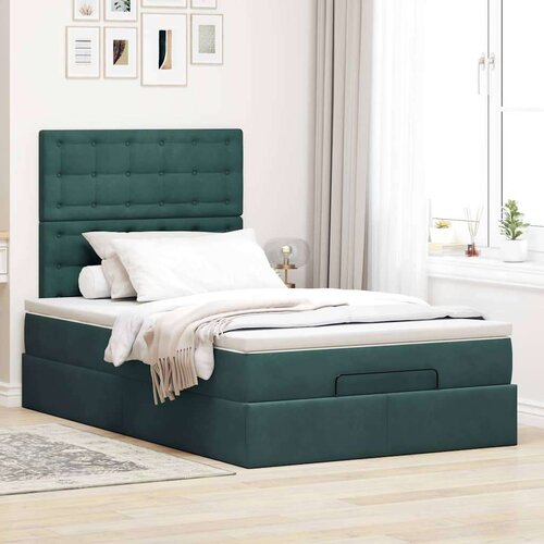 VidaXL okvir za krevet s madracima tamnozeleni 120x190 cm bar&amp;scaron;unasti Slike