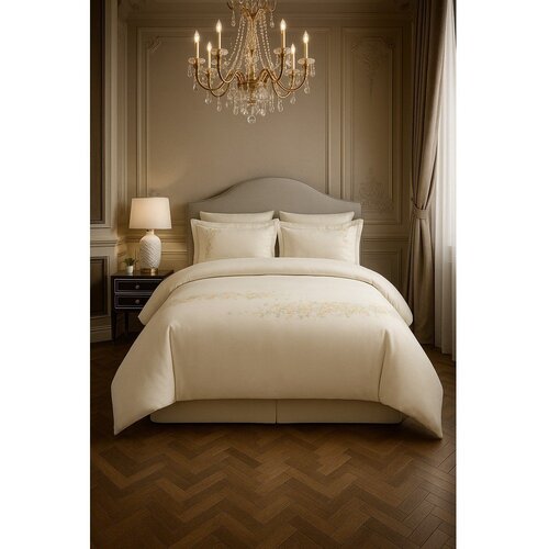 Mila Home Luxury Krem posteljina za krevet za jednu osobu od pamučnog satena s uključenom plahtom/6-dijelna 140x200 cm Maison Bloom &amp;ndash; Slike