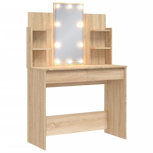 VidaXL Toaletna mizica z LED lučkami sonoma hrast 96x40x142 cm, (20909346) Slike