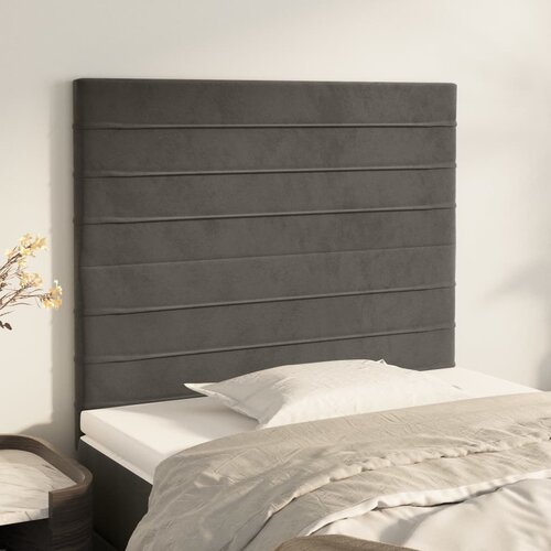 vidaXL Posteljno vzglavje 2 kosa temno sivo 90x5x78/88 cm žamet Cene