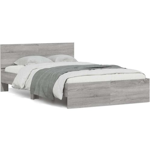 VidaXL Okvir kreveta s uzglavljem LED siva boja hrasta 120x200 cm Slike