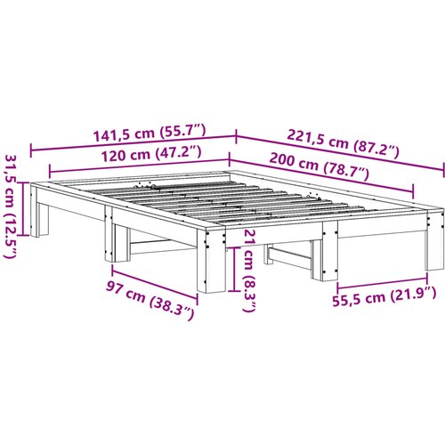  Okvir kreveta bez madraca bijeli 120 x 200 cm masivna borovina Slike