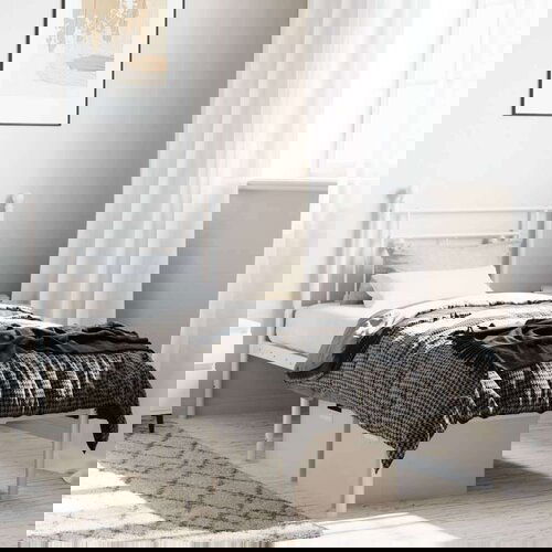 Metalni okvir za krevet s uzglavljem bijeli 75x190 cm Slike