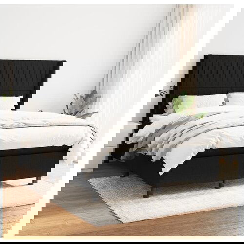 VidaXL Krevet s oprugama i madracem crni 140x200 cm od tkanine Slike