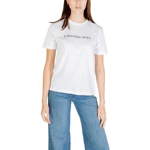Calvin Klein Jeans Majice s kratkimi rokavi A- INST. LOGO CLASSI LV047C912G Bela Slike