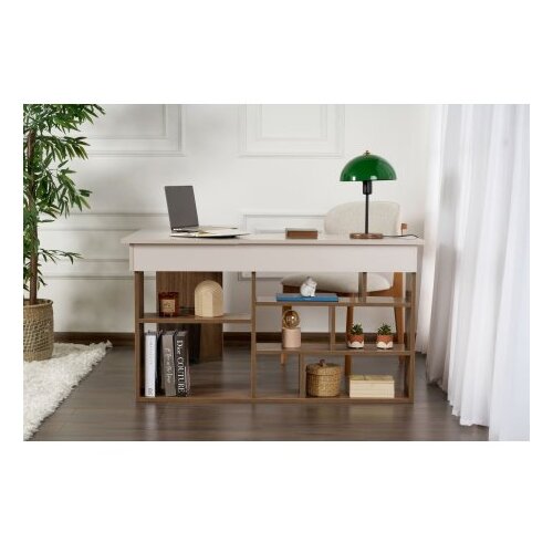 Hanah home Pisalna miza v orehovem dekorju 120x130 cm Vesper &amp;ndash; Slike