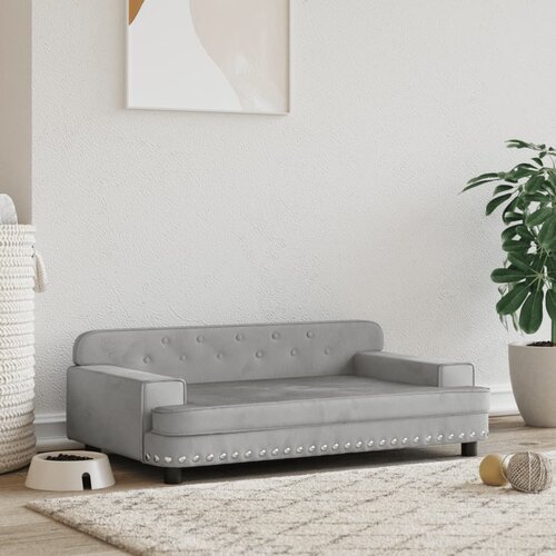 VidaXL Pasja postelja svetlo siva 90x53x30 cm žamet Slike