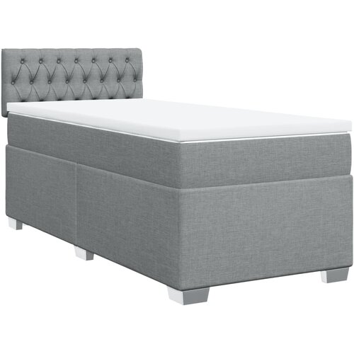 Box spring krevet s madracem svjetlosivi 90x190 cm od tkanine Slike