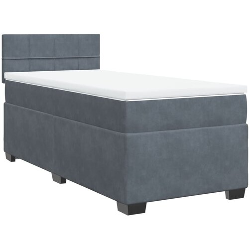 VidaXL Box spring postelja z vzmetnico temno siv 90x190 cm žamet, (21305392) Slike