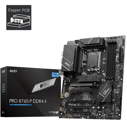 MSI Main Board Desktop PRO B760-P DDR4 II (LGA 1700, 4xDDR4,max 5333 OC, 5xPCI-E X16, 4xSATA6g, 2xM.2, RAID, 6xUSB3.2 Gen1, 4xUS Cijene