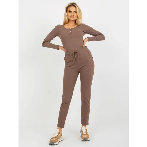 Fashion Hunters Women's brown sweatpants with tie