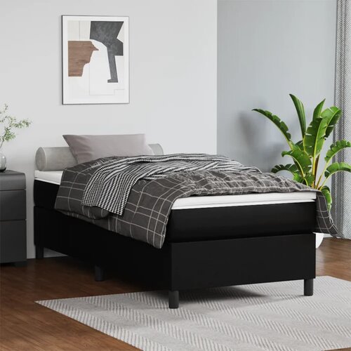 VidaXL Krevet s oprugama i madracem crni 80 x 200 cm od umjetne kože Slike