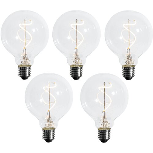 LUEDD Komplet 5 E27 zatemljiva LED spiralna žarnica G95 4W 270lm 2700K Cene