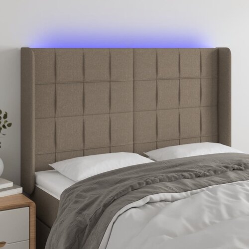  LED uzglavlje smeđesivo 147 x 16 x 118/128 cm od tkanine Cijene