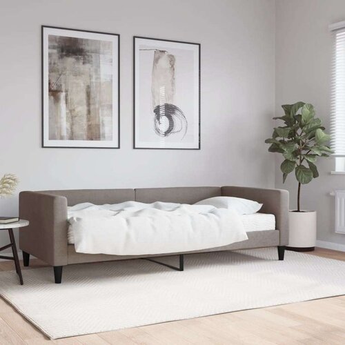 VidaXL Dnevni krevet s madracem smeđesivi 90 x 200 cm od tkanine Slike