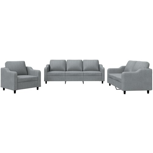 Maison Chic Sedežna garnitura - kavč 3-delna z blazinami svetlo sivo blago, (21728669) Cene