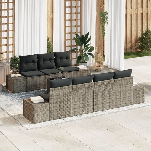 VidaXL set od 8 vrtnih sofa s jastučićima siva poliratan Slike