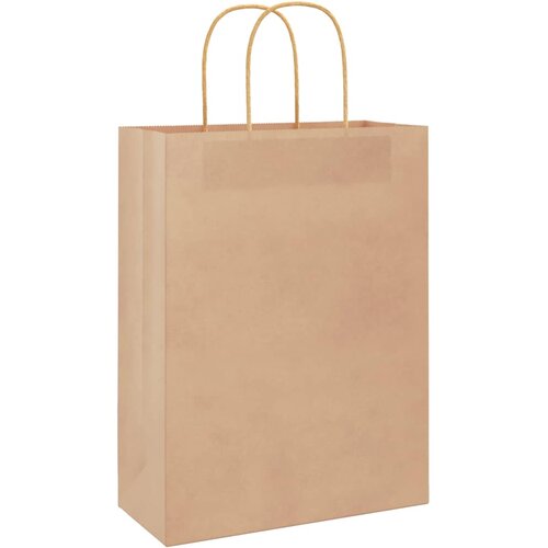  Papirnate vrećice 250 kom s ručkama smeđe 26x12x35 cm Slike