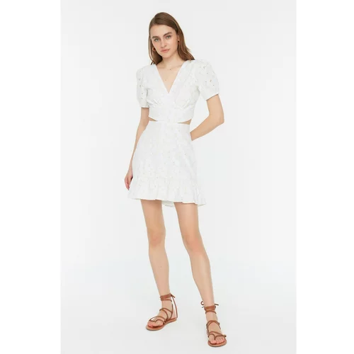 Trendyol White Embroidered Patterned Dress