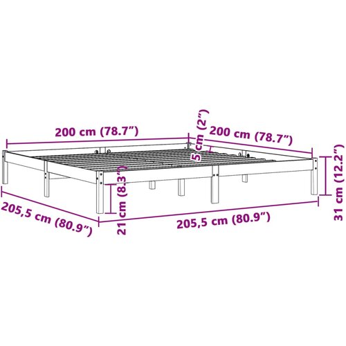  Okvir kreveta bez madraca vo&amp;scaron;tano smeđi 200x200 cm od borovine Slike