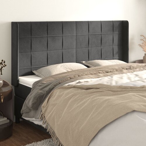 vidaXL Vzglavje z ušesi temno sivo 203x16x118/128 cm žamet Cene