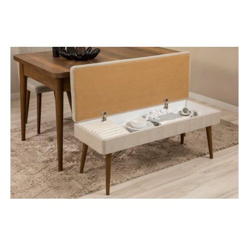 Hanah home vina bench 04 1005 walnut cream (produžni trpezarijski sto, stolice i konzola (6 komada) Cene