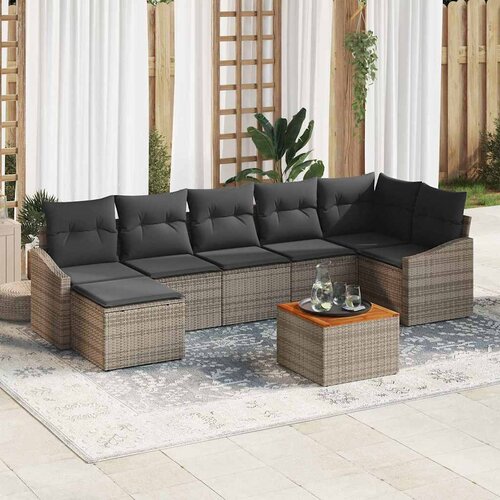  Sjedeća garnitura za vrt 8 kom. Siva poliratan 288,5 x 123,5 x 69 cm Slike