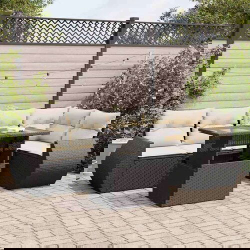 vidaXL 6-dijelni set vrtnih sofa s jastucima crni od poliratana Cijene