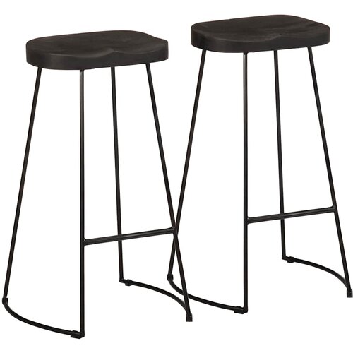 vidaXL Barski stolčki 2 črni Black 45x40x78 cm trden mangov les Cene
