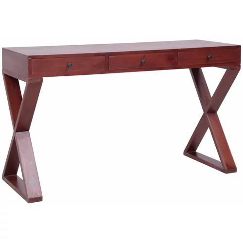 vidaXL stol za računalo smeđi 132x47x77 cm od masivnog drva mahagonija