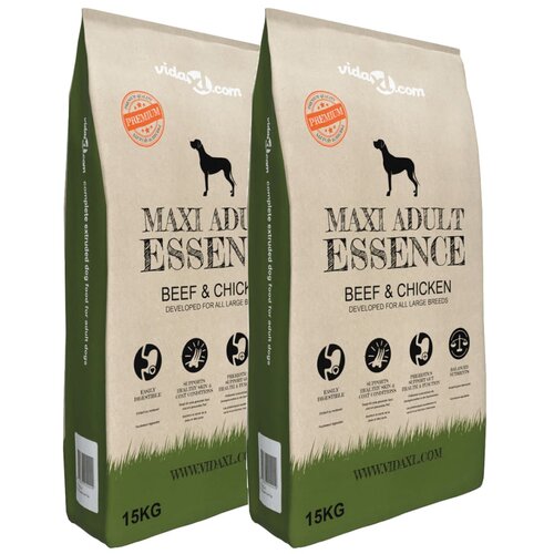 VidaXL Premium suha hrana za pse Maxi Adult Essence Beef &amp;amp; Chicken 2 kom 30 kg Slike