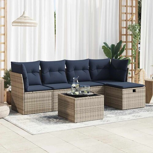 vidaXL 6-dijelni set vrtnih sofa od poliratana s jastucima sivi Cijene