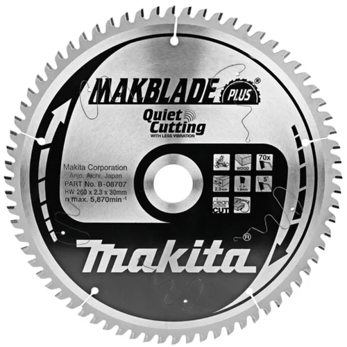 Makita žagin list TCT MAKBlade Plus, 260x30 mm, 70z, B-08707