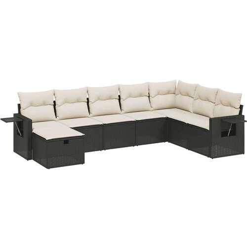 VidaXL 8-dijelni set vrtnih sofa od poliratana s jastucima crni Slike