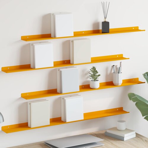  Lebdeća polica Zidne 4 pcs Žuta 100 x 9 x 2,5 cm Čelik Cijene