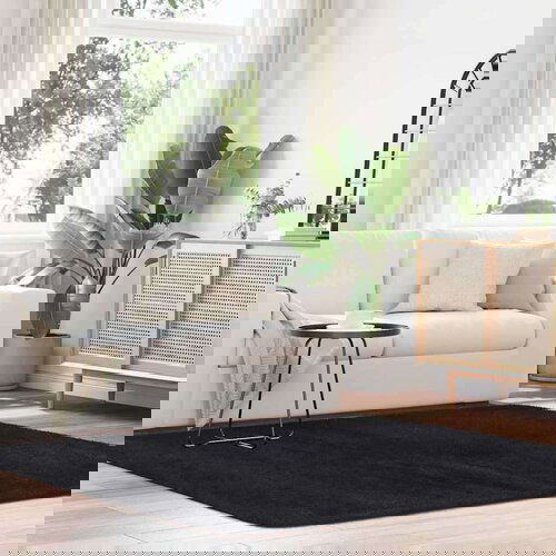  Čupavi tepih s visokim vlaknima crni 200x200 cm poliester Cijene