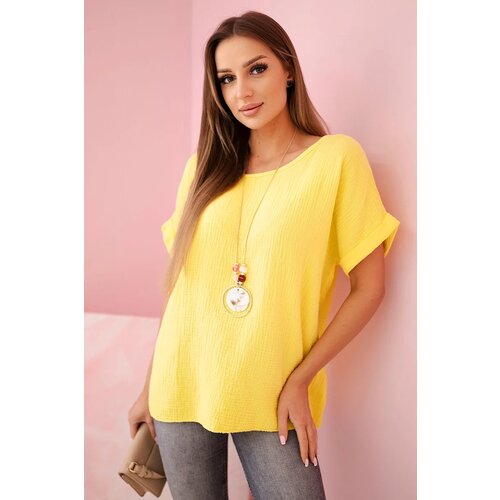 Kesi Włoski Muslin blouse with a necklace yellow Slike