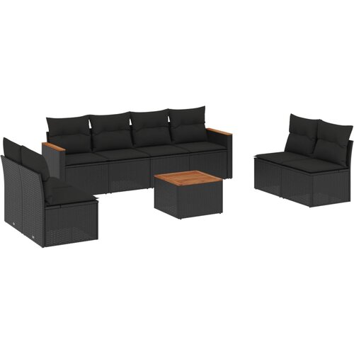 vidaXL 9-dijelni set vrtnih sofa s jastucima crni od poliratana Cijene