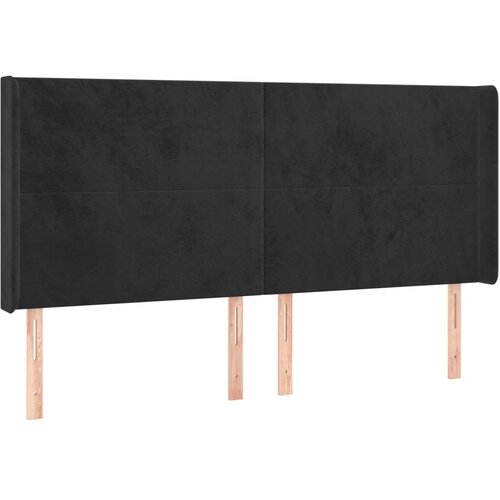 Maison Chic posteljno vzglavje - vzglavna omarica - nočna omarica z u&amp;scaron;esi črno 203x16x118/128 cm žamet, (21710960) Slike