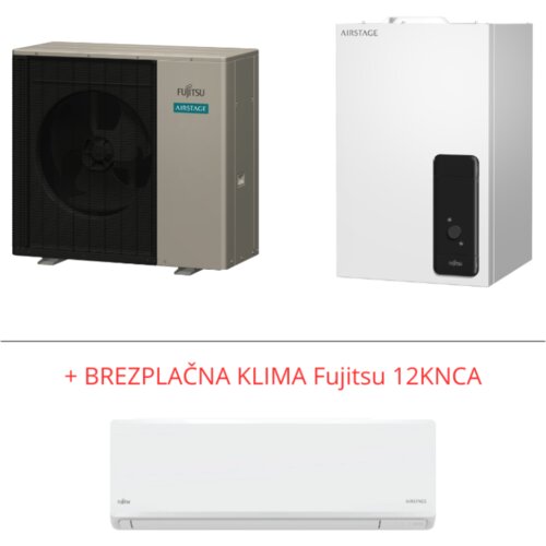 Fujitsu WPEG080KRF+WSEP100KR3 Monobloc R32 (8kW/1 fazna) toplotna črpalka s hidro enoto (hidrosplit) + BREZPLAČNA KLIMA 3,5kW 12KNCA - Cene