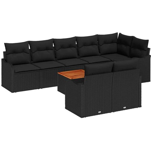 vidaXL Vrtna sedežna garnitura z blazino 9 pcs Črna poli ratan, (5000154097) Cene