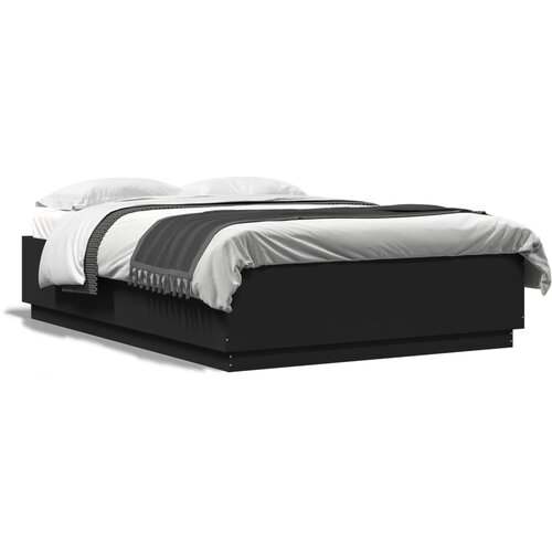 VidaXL Posteljni okvir z LED lučkami črn 150x200 cm inženirski les Slike