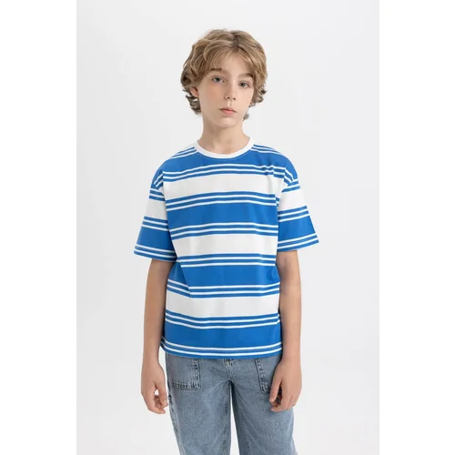 Defacto Boy's Oversize Fit Crew Neck Striped Short Sleeve T-Shirt