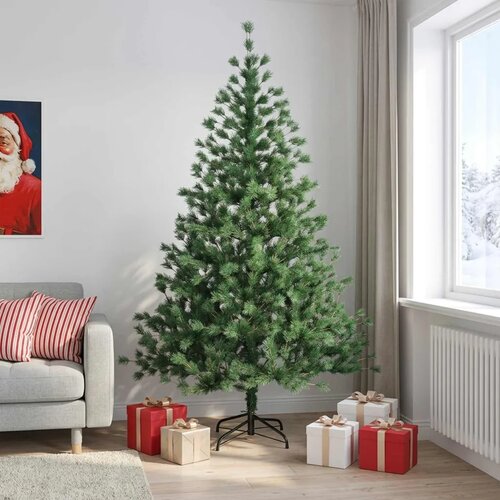  Umjetno božićno drvce s nogom 240 cm PVC i metal Zelena - 240 cm bez LED svjetala Cijene
