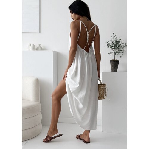 Beloved Pearl back maxi obleka iz viskoze bela Cene